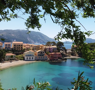 Sheltered view of the villas in Assos, Kefalonia