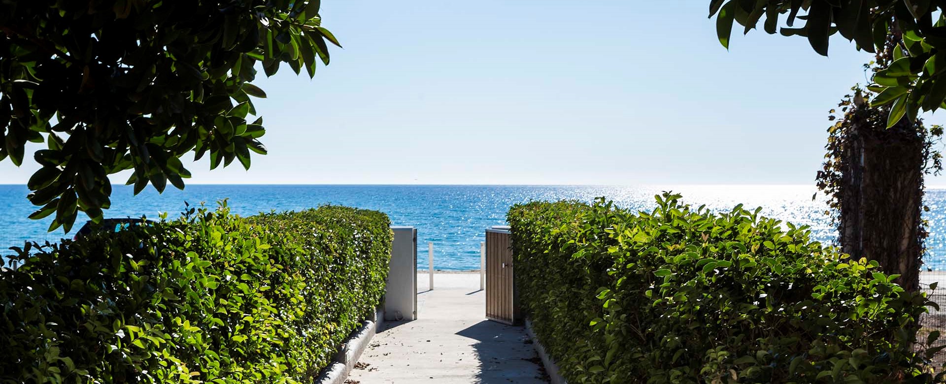 A short garden path from teh Beachfront Suites straight into the mediteranean sea at Lourdata, Kefalonia