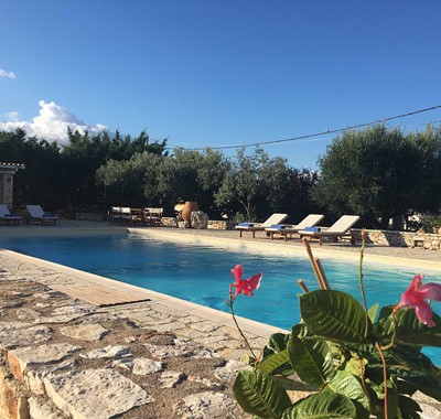 Sun coming up on another great relaxing holiday day at the pool in Casa Elena, Melissani Apartments, Karavomilos, Kefalonia, Greek Islands