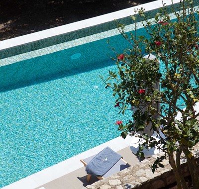 The pool invites you in straight from your room at Magnolia Apartments, Fiscardo, Kefalonia, Greek Islands