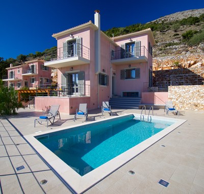 Looking back over the pool at Villa Amore, Agia Efimia, Kefalonia, Greek Islands