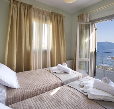 Wake up to an incredible view of the coastline inside Villa Amore, Agia Efimia, Kefalonia, Greek Islands