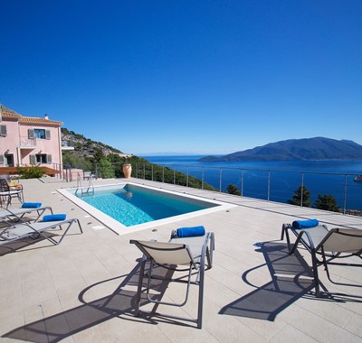 Lose hours laying in the sun enjoying the views from Villa Aurora, Agia Efimia, Kefalonia, Greek Islands