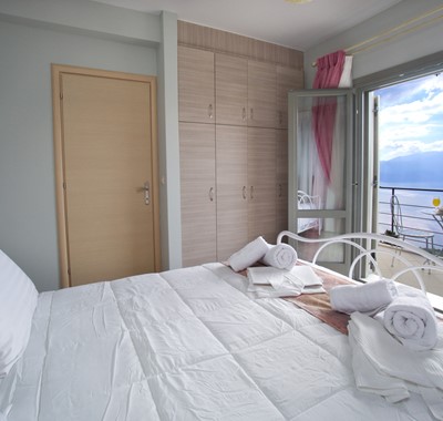 Wake up to an incredible view of the coastline inside Villa Aurora, Agia Efimia, Kefalonia, Greek Islands