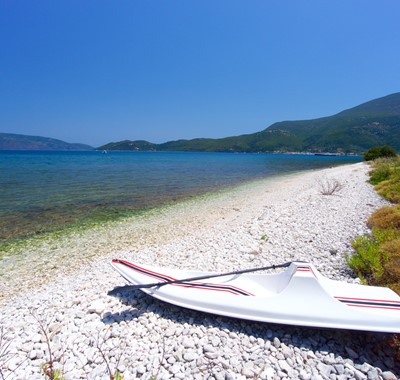 Take a stroll along the beach from Villa Frydi, Karavomilos, Kefalonia, Greek Islands