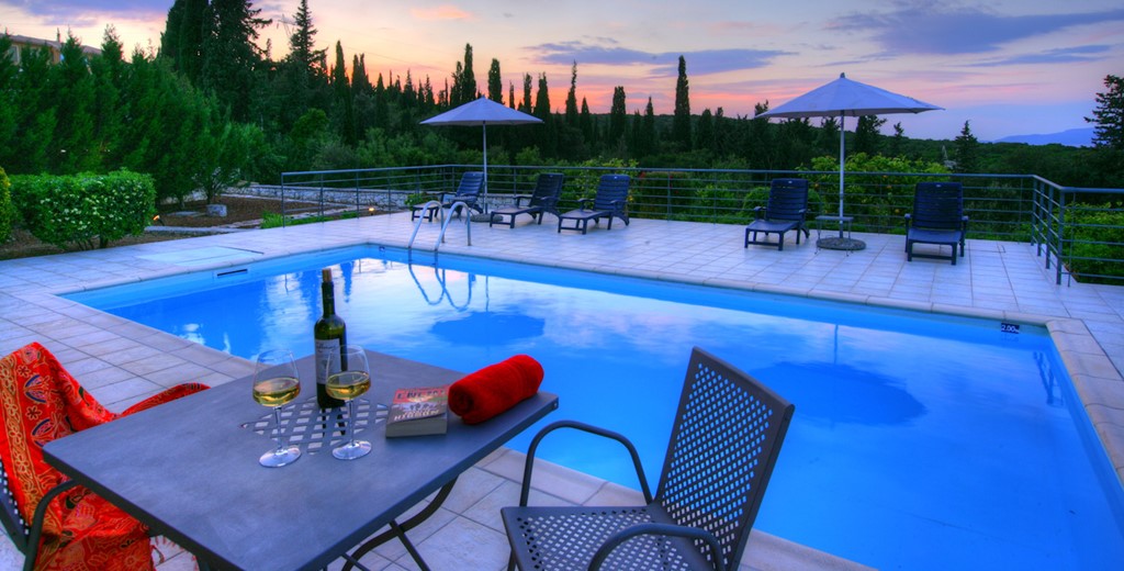Date night with a stunning poolside backdrop at Villa Gaeta Fiscardo, Kefalonia, Greek Islands