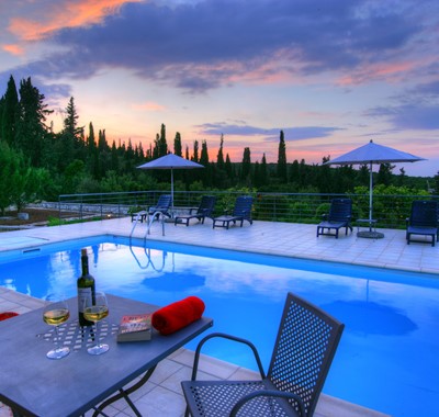 Date night with a stunning poolside backdrop at Villa Gaeta Fiscardo, Kefalonia, Greek Islands