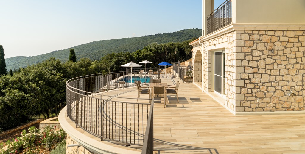 Plenty of outside space. Dine alfresco on the large terrace at Villa Gionis Fiscardo, Kefalonia, Greek Islands