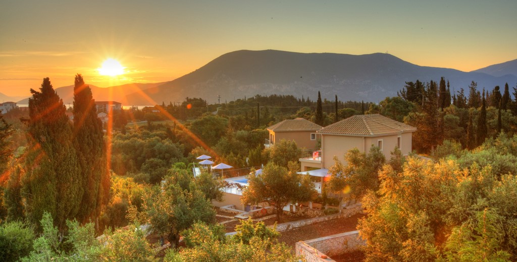 Soak up the gorgeous evening sunsets at Villa Roberto, Fiscardo, Kefalonia, Greek Islands