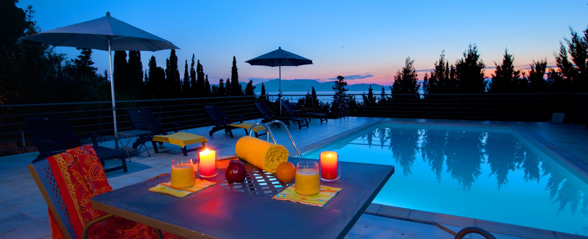 Enjoy a romantic poolside date with stunning views at Villa Roberto, Fiscardo, Kefalonia, Greek Islands