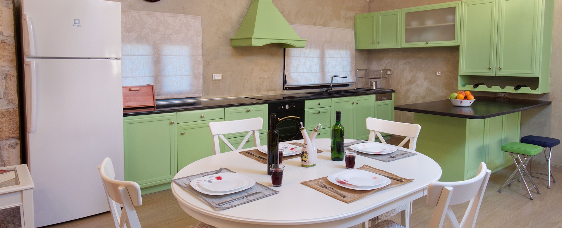 Modern fully equipped kitchen diner at Villa Theano, Sami, Kefalonia, Greek Islands