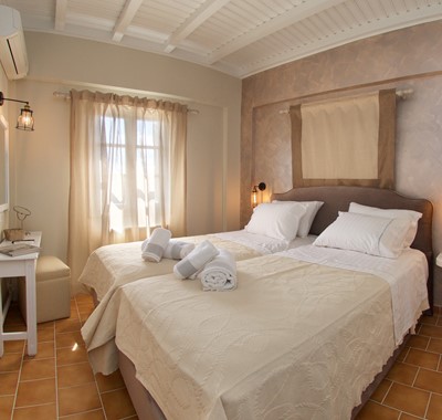 Spacious beds in Magnolia Apartments, Fiscardo, Kefalonia, Greek Islands
