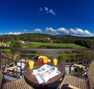 Panoramic countryside views from the balconies of Magnolia Apartments, Fiscardo, Kefalonia, Greek Islands