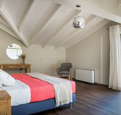 Large double bedroom with balcony to the rear of Marina Penthouse Apartment, Argostoli, Kefalonia, Greek Islands